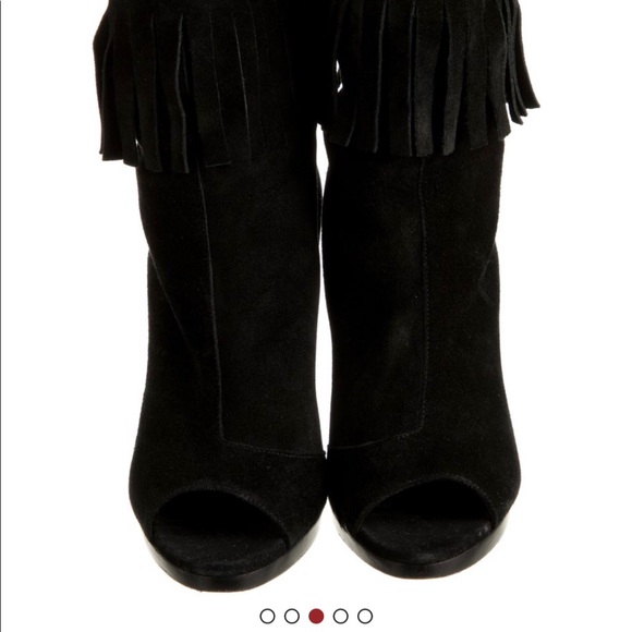 Burberry Suede Fringe Open Toe Hells - Picture 3 of 7